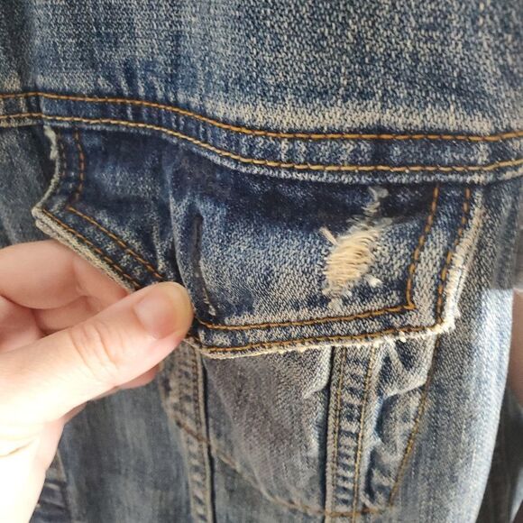 JACK SKELLINGTON vest hand‎ painted distressed jean denim XL - Picture 6 of 9